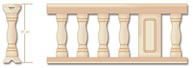 Balaustre MALLORCA 45 -  
Pasamano curvo 20, Base z�calo 20 y Columna interior 45.